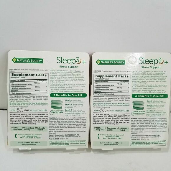 2 pack- Nature's Bounty Sleep3+ Stress Support 28Tablets ea. Exp 2/23 or better - Picture 2 of 7